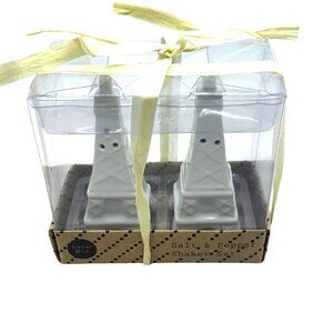 Eiffel Tower White Ceramic Salt Pepper Shakers Hazel & Co. Manufacture FLAW